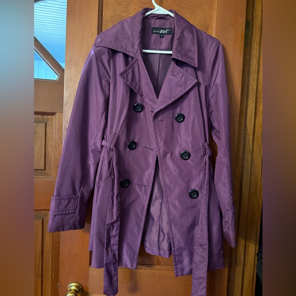 Black Rivet Purple Trench Coat
